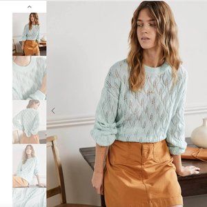 Boden pointelle fluffy sweater, avocado cream, Size 2